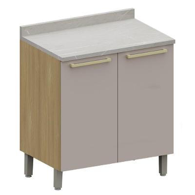 Balcão De Cozinha Com Tampo 80cm 2 Portas Freijó/cinammon L01 - Mpozenato