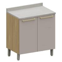 Balcão De Cozinha Com Tampo 80cm 2 Portas Freijó/cinammon L01 - Mpozenato - 1