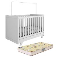 Berço Americano Retrô 2 Em 1 Branco Brilho Com Colchão Supreme - Móveis Peroba - 1