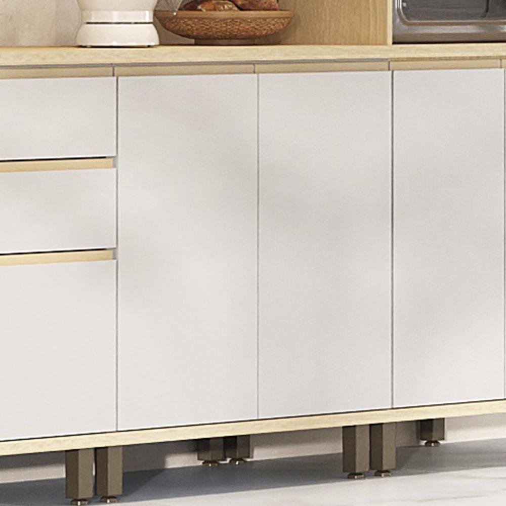 Balcão De Cozinha Tampo 80cm 2 Portas Pierre Carvalho/cinza L01 - Mpozenato - 2