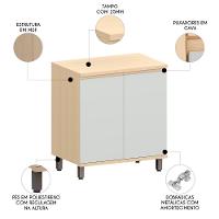 Balcão De Cozinha Tampo 80cm 2 Portas Pierre Carvalho/cinza L01 - Mpozenato - 3