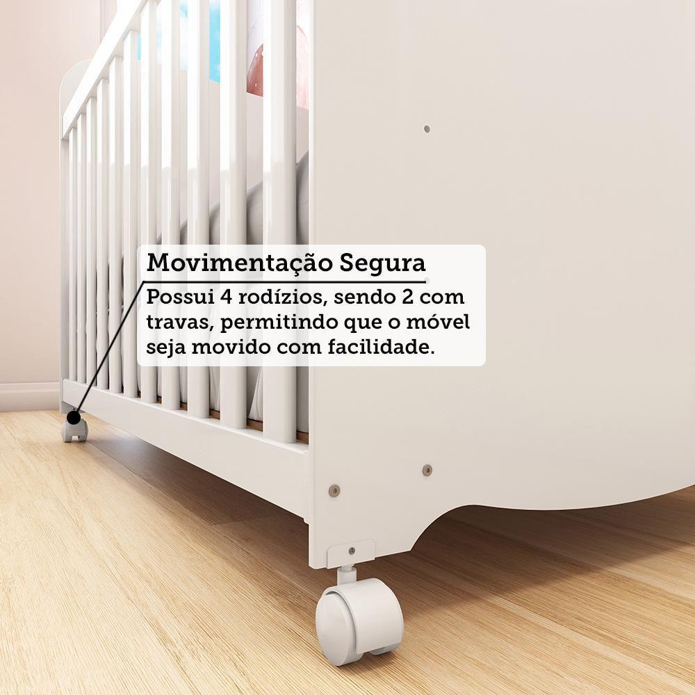 Berço Americano Uli Branco Brilho Com Colchão Supreme - Móveis Peroba - 4