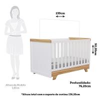 Berço Americano Retrô 2 Em 1 Branco Brilho/amêndoa Com Colchão Supreme - Móveis Peroba - 5