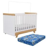 Berço Americano Retrô 2 Em 1 Branco Brilho/amêndoa Com Colchão Baby Physical - Móveis Peroba - 1