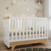 Berço Americano Retrô 2 Em 1 Branco Brilho/amêndoa Com Colchão Baby Physical - Móveis Peroba - 2