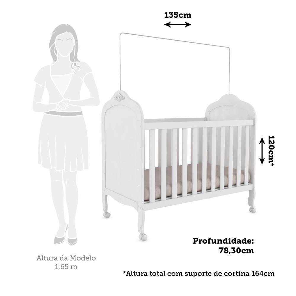 Berço Americano Elô 3 Em 1 Branco Brilho Com Colchão Baby Physical - Móveis Peroba - 5
