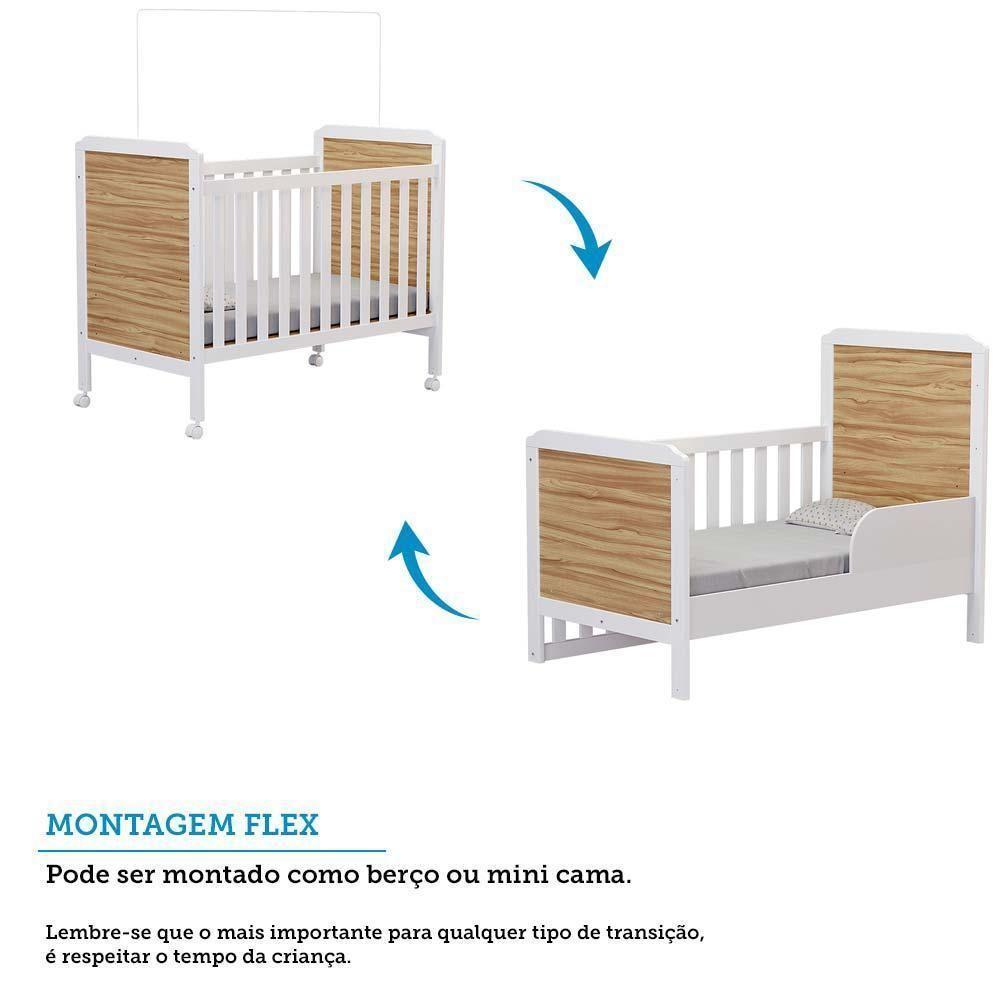 Berço Americano Cloe 2 Em 1 Branco Brilho/amêndoa Com Colchão Supreme - Móveis Peroba - 4