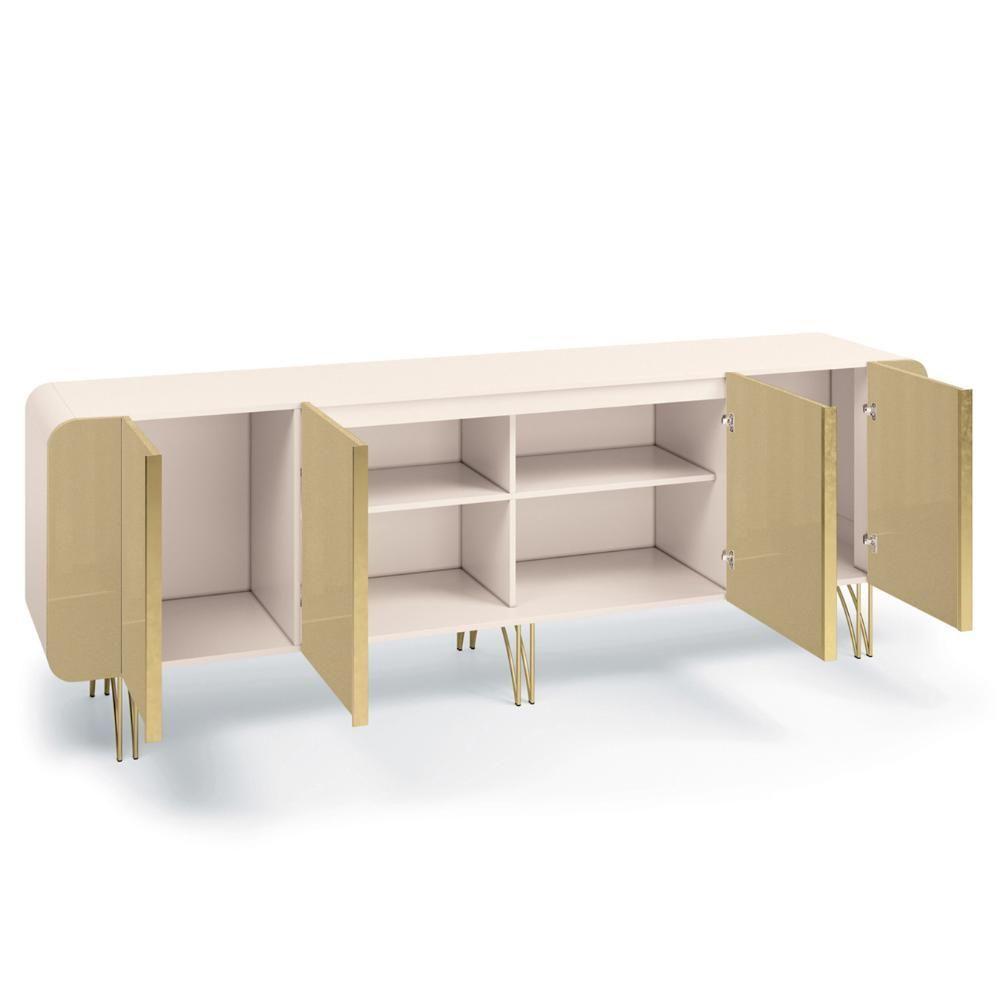 Balcão Aparador Buffet Com 4 Portas Piacente Off/champanhe H01 - Mpozenato - 5