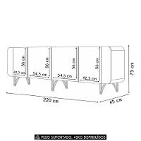 Balcão Aparador Buffet Com 4 Portas Piacente Off/champanhe H01 - Mpozenato