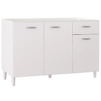 Balcão 120cm 3 Portas 1 Gaveta Branco - Poquema - 1