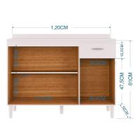 Balcão 120cm 3 Portas 1 Gaveta Branco - Poquema - 4