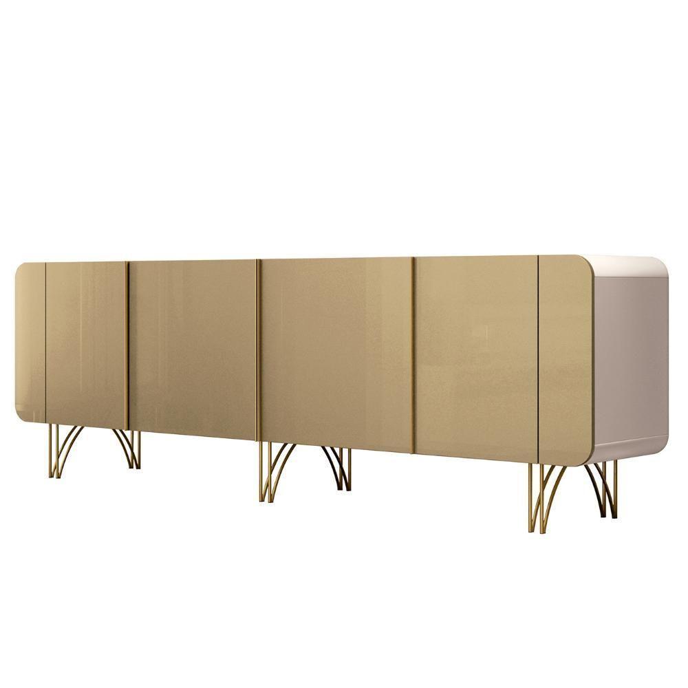 Balcão Buffet Piacente Com Cristaleira Alvora Off/champanhe H01 - Mpozenato - 6