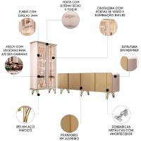 Balcão Buffet Piacente Com Cristaleira Alvora Off/champanhe H01 - Mpozenato - 3