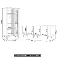 Balcão Buffet Piacente Com Cristaleira Alvora Off/champanhe H01 - Mpozenato