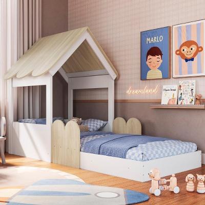 Cama Solteiro Infantil Montessoriana Casinha Nana Branco/carvalho C06 - Mpozenato