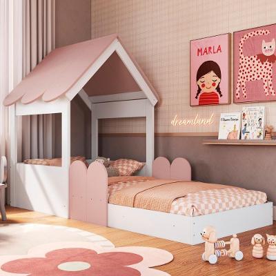 Cama Solteiro Infantil Montessoriana Casinha Nana Branco/rosa C06 - Mpozenato