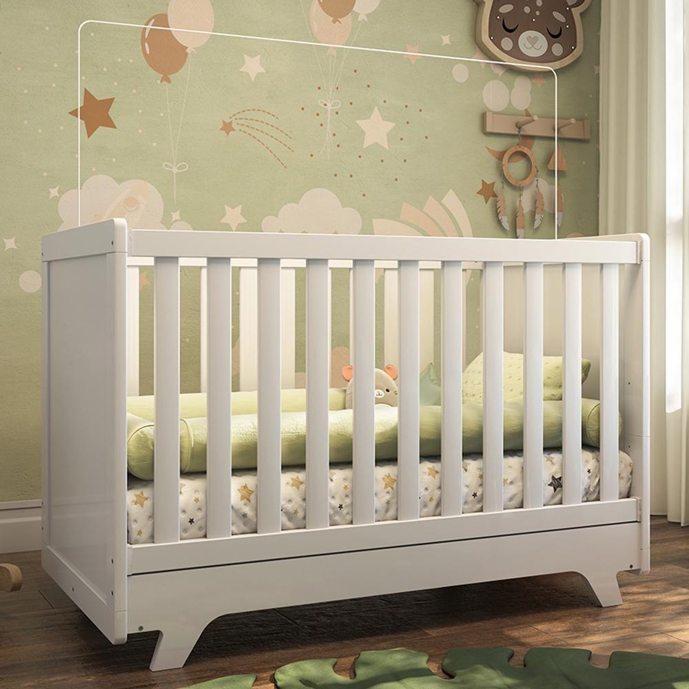 Berço Americano Retrô 2 Em 1 Branco Brilho Com Colchão Baby Physical - Móveis Peroba - 1
