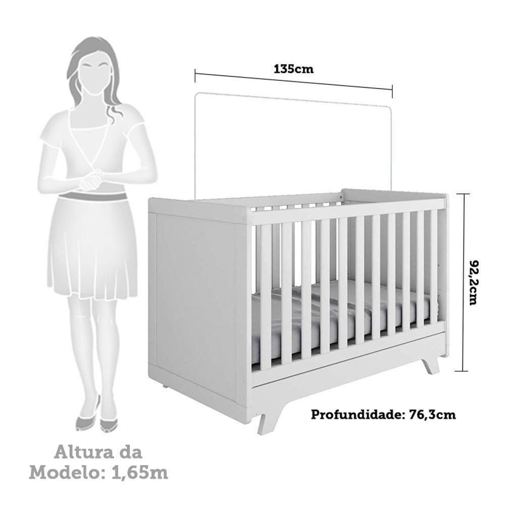 Berço Americano Retrô 2 Em 1 Branco Brilho Com Colchão Baby Physical - Móveis Peroba - 4