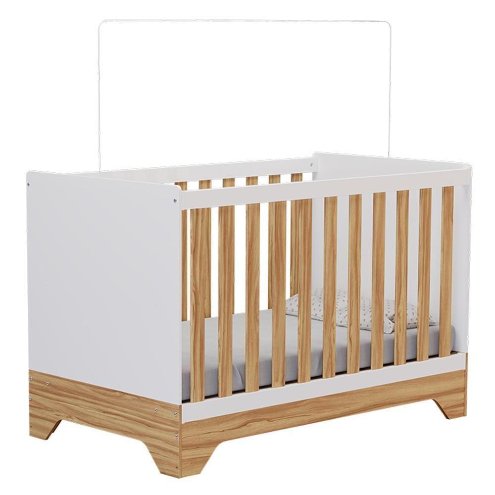 Berço Americano Popy Retrô 3 Em 1 Branco Brilho/amêndoa - Móveis Peroba - 1