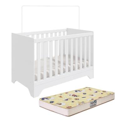 Berço Americano Popy Retrô 3 Em 1 Branco Brilho Com Colchão Supreme - Móveis Peroba
