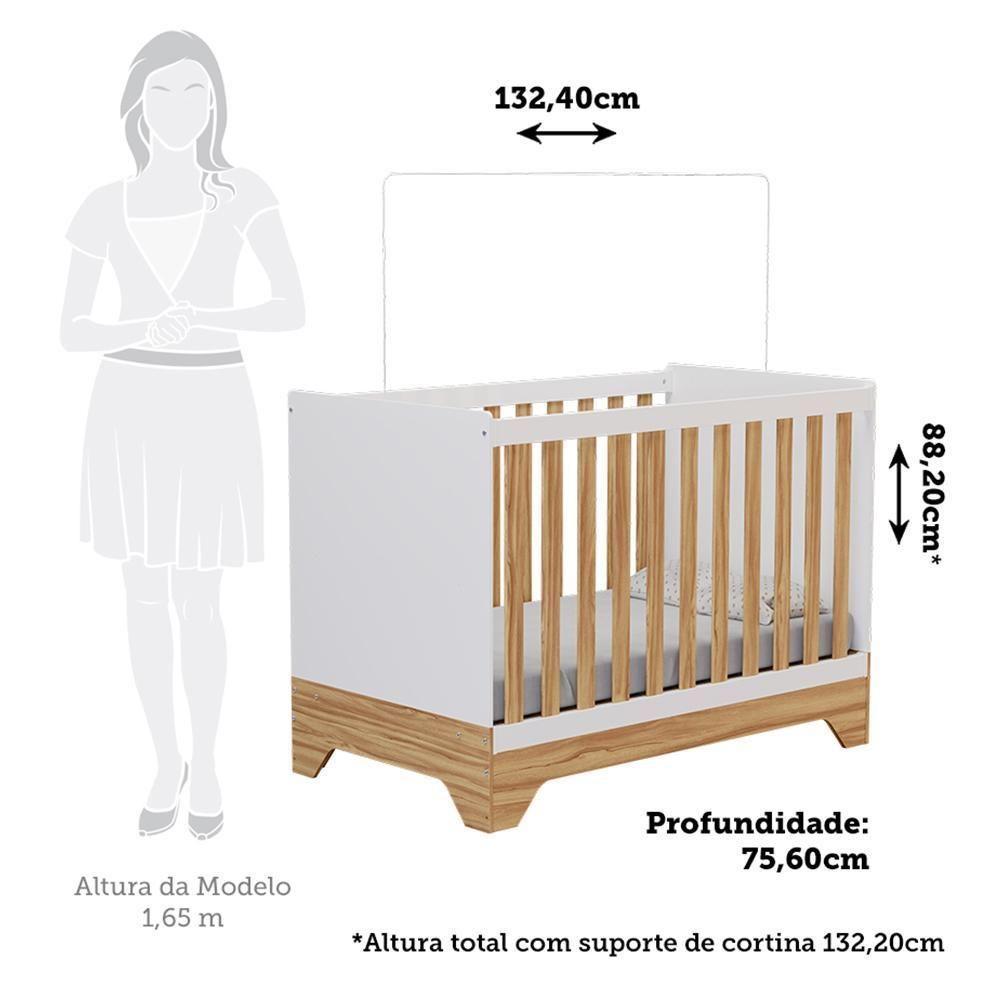 Berço Americano Popy Retrô 3 Em 1 Branco Brilho/amêndoa Com Colchão Baby Physical - Móveis Peroba - 5