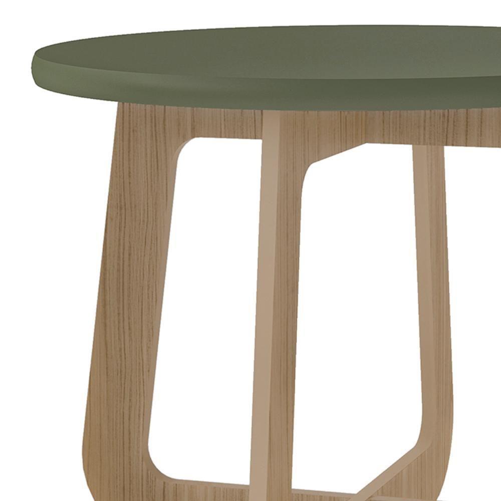 Mesa Centro Redonda 65cm Para Sala Mdf Rexxar Menta/carvalho A09 - Mpozenato - 5