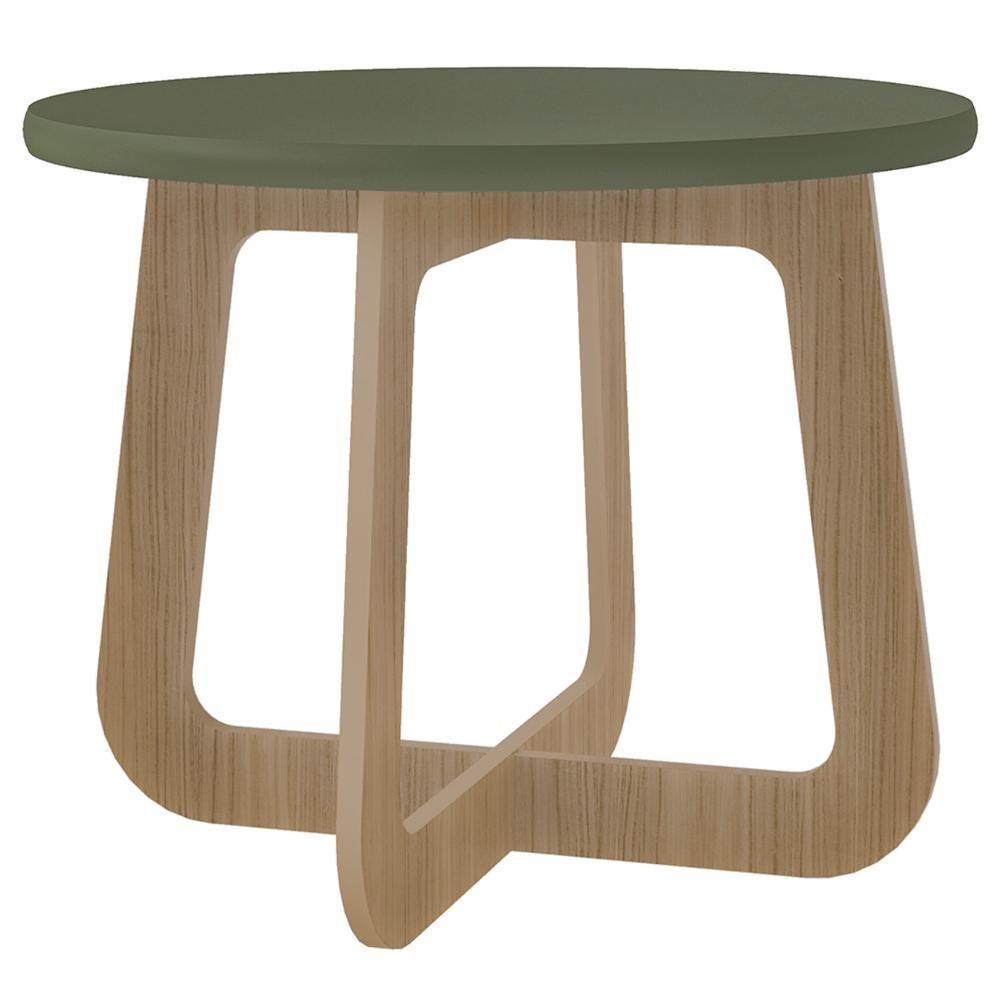 Mesa Centro Redonda 65cm Para Sala Mdf Rexxar Menta/carvalho A09 - Mpozenato - 6