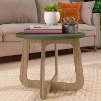 Mesa Centro Redonda 65cm Para Sala Mdf Rexxar Menta/carvalho A09 - Mpozenato - 1