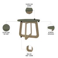 Mesa Centro Redonda 65cm Para Sala Mdf Rexxar Menta/carvalho A09 - Mpozenato - 3