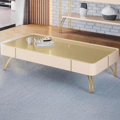 Mesa De Centro Para Sala Pés De Aço Cadenza Off/champanhe - Mpozenato