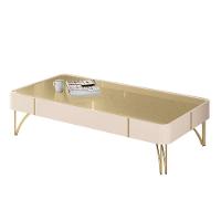 Mesa De Centro Para Sala Pés De Aço Cadenza Off/champanhe - Mpozenato - 2