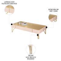 Mesa De Centro Para Sala Pés De Aço Cadenza Off/champanhe - Mpozenato - 3