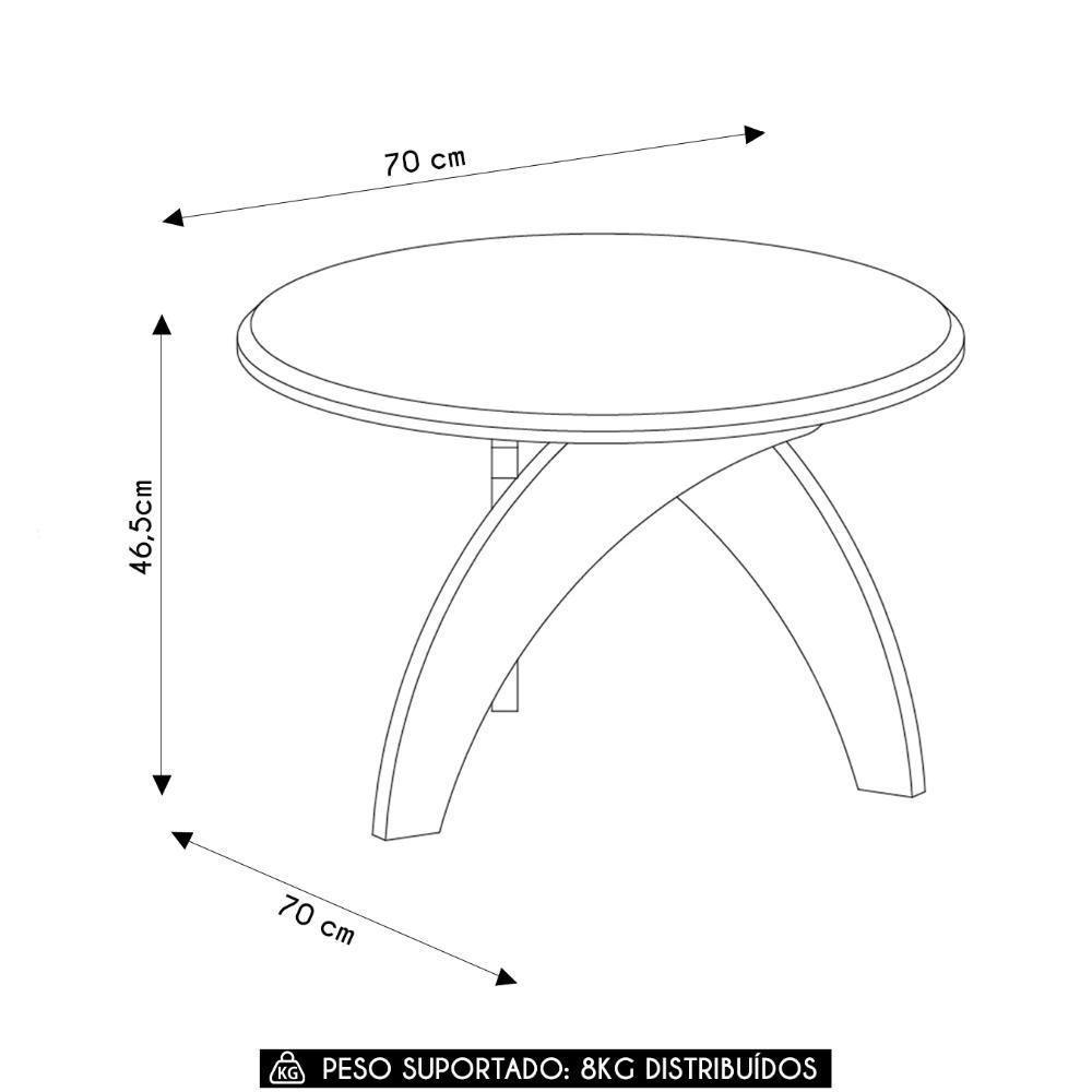 Mesa Centro Redonda 70cm Para Sala Mdf Leeroy Off/pinho A09 - Mpozenato - 4