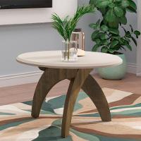 Mesa Centro Redonda 70cm Para Sala Mdf Leeroy Off/pinho A09 - Mpozenato - 1