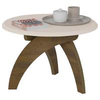 Mesa Centro Redonda 70cm Para Sala Mdf Leeroy Off/pinho A09 - Mpozenato - 2
