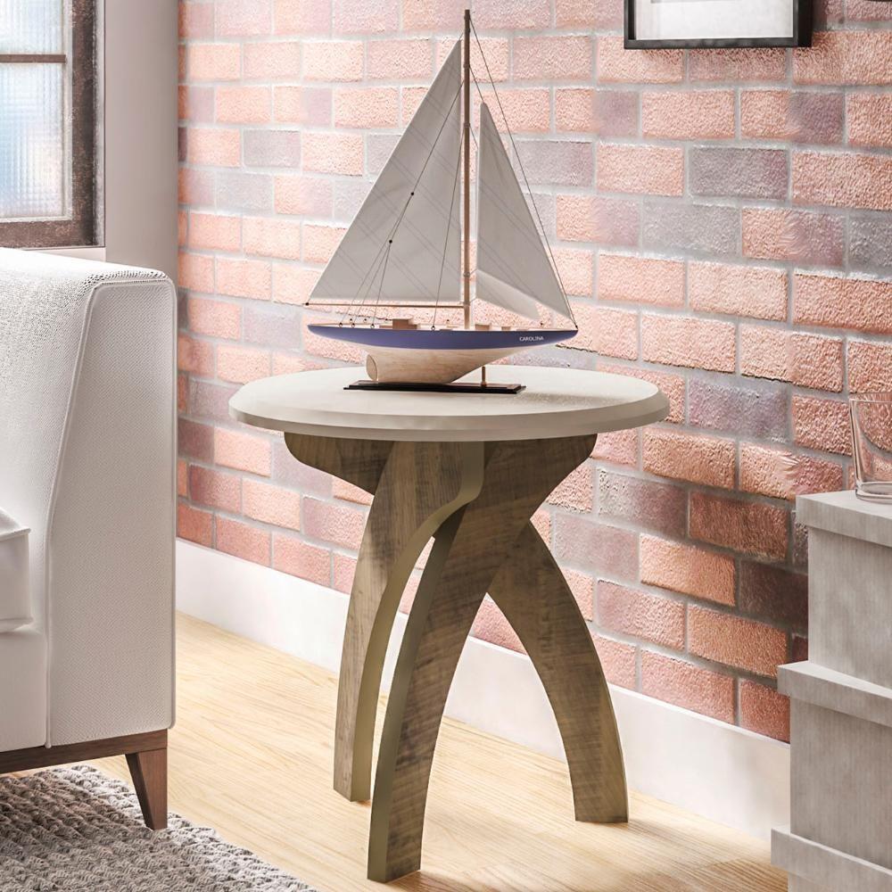 Mesa De Canto Lateral 50cm Para Sala Leeroy Off/pinho A09 - Mpozenato - 1