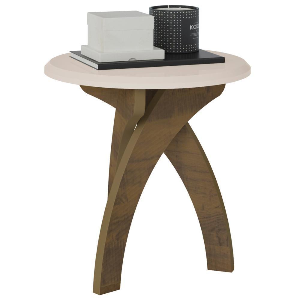 Mesa De Canto Lateral 50cm Para Sala Leeroy Off/pinho A09 - Mpozenato - 2