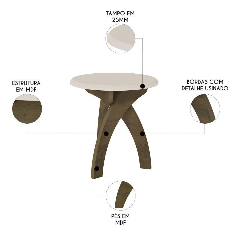 Mesa De Canto Lateral 50cm Para Sala Leeroy Off/pinho A09 - Mpozenato - 3