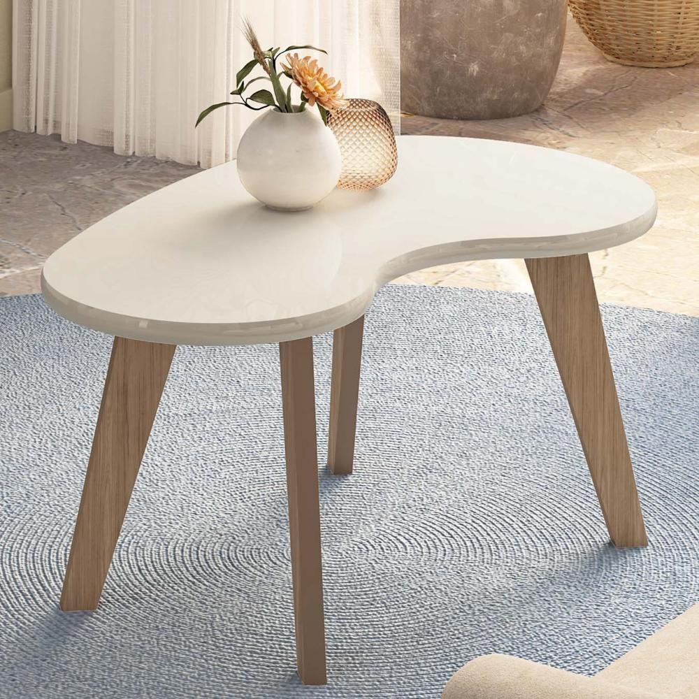 Mesa De Centro Orgânica 90cm Para Sala Cassia Off White A09 - Mpozenato - 1