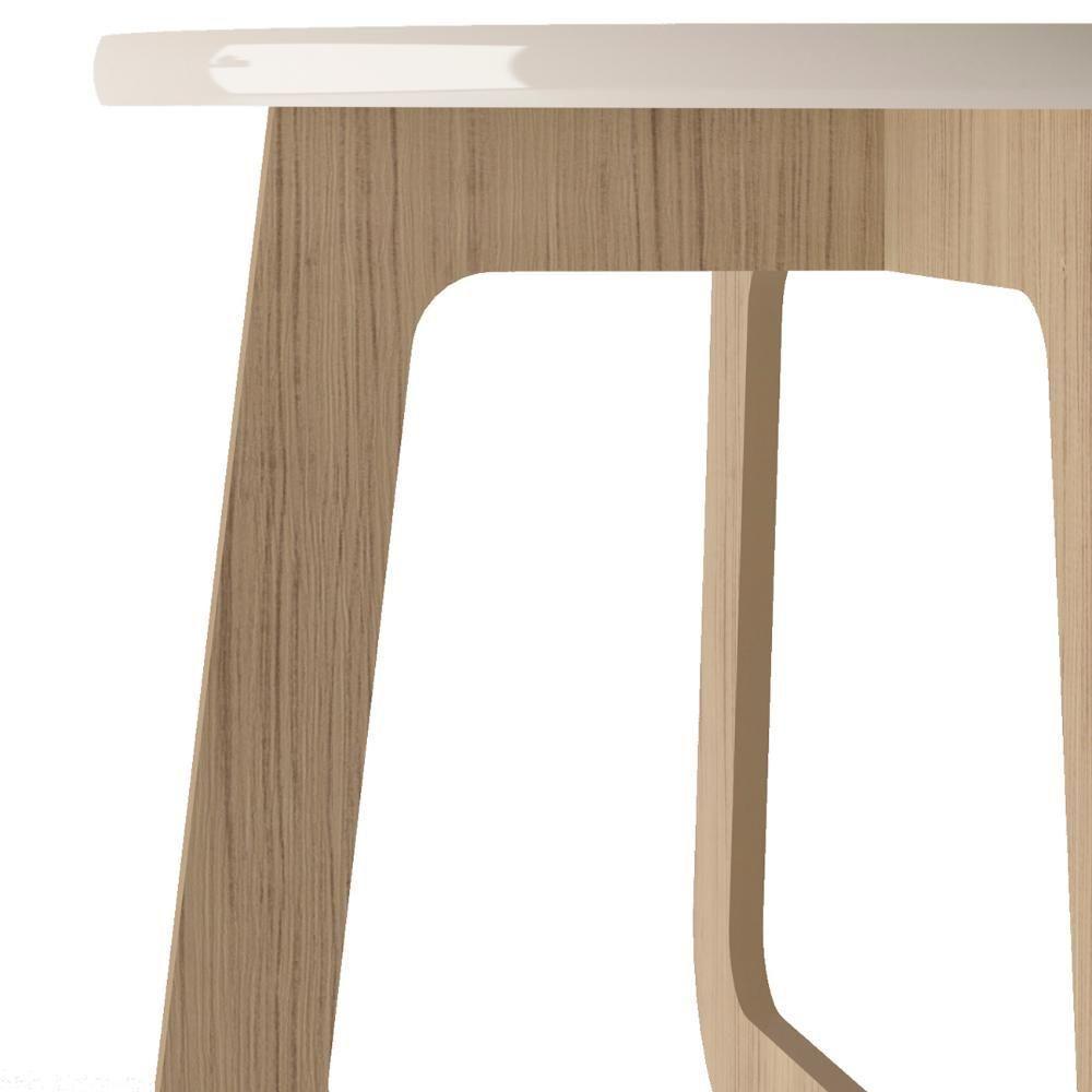 Mesa Centro Redonda 65cm Para Sala Mdf Rexxar Off/carvalho A09 - Mpozenato - 5