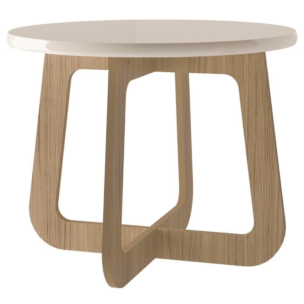 Mesa Centro Redonda 65cm Para Sala Mdf Rexxar Off/carvalho A09 - Mpozenato - 6