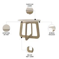 Mesa Centro Redonda 65cm Para Sala Mdf Rexxar Off/carvalho A09 - Mpozenato - 3