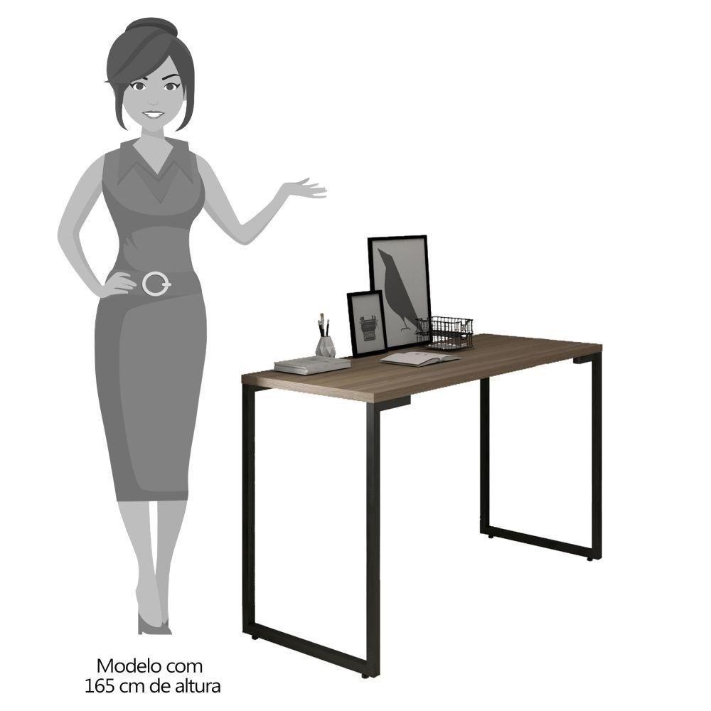 Mesa Escritório 120cm Estilo Industrial New Port Z34 Castanho - Mpozenato - 5