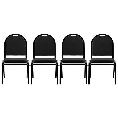 Kit 4 Cadeiras Hoteleiras Auditório Empilhável Sintético Z33 Preto - Mpozenato