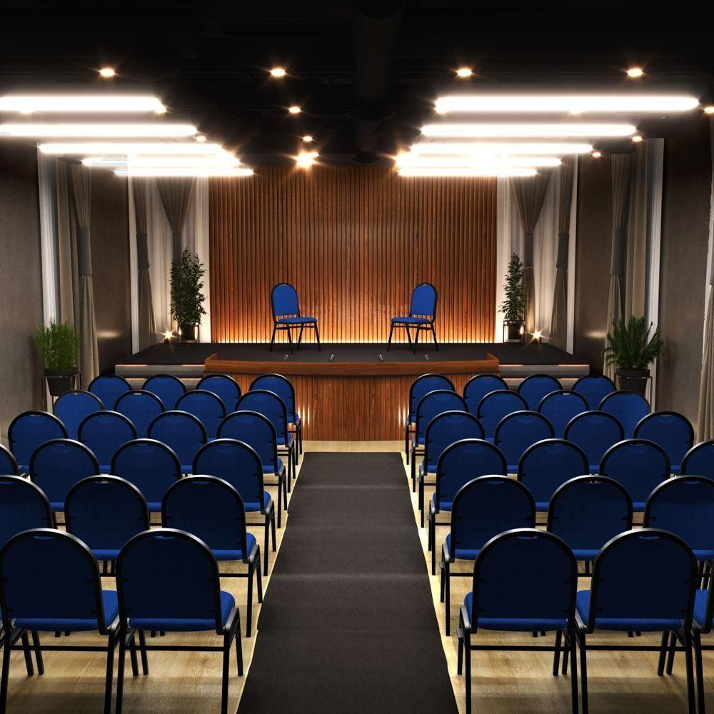 Kit 3 Cadeiras Hoteleiras Auditório Empilhável Linho M23 Azul - Mpozenato - 6