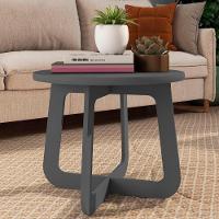 Mesa Centro Redonda 65cm Para Sala Mdf Rexxar Grafite A09 - Mpozenato - 1