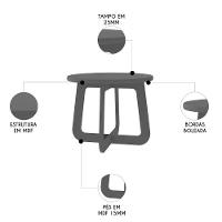 Mesa Centro Redonda 65cm Para Sala Mdf Rexxar Grafite A09 - Mpozenato - 3