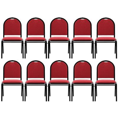 Kit 10 Cadeiras Hoteleiras Auditório Empilhável Linho M23 Vermelho - Mpozenato