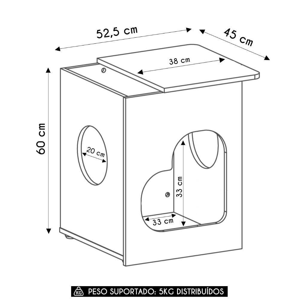 Mesa De Canto Lateral 52cm Para Pet Bob Carvalho/off White A09 - Mpozenato - 4