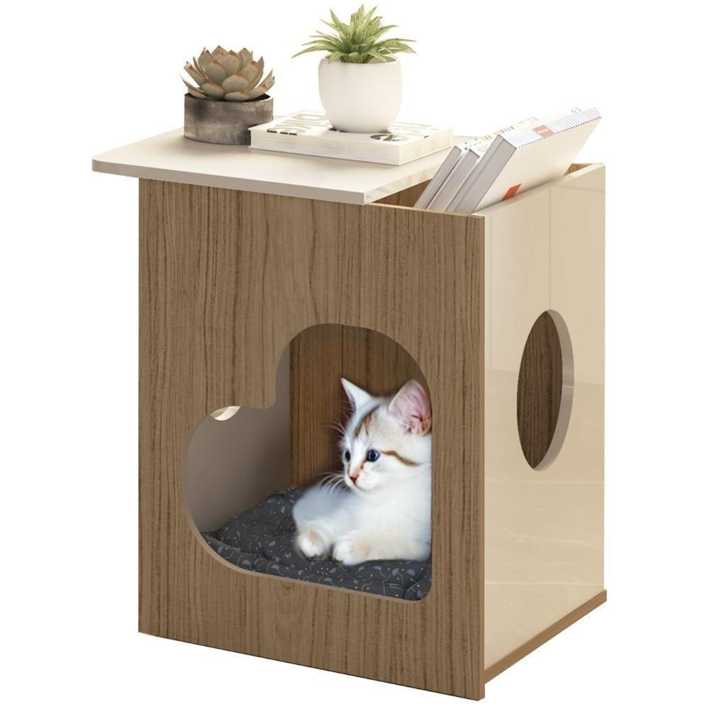 Mesa De Canto Lateral 52cm Para Pet Bob Carvalho/off White A09 - Mpozenato - 7